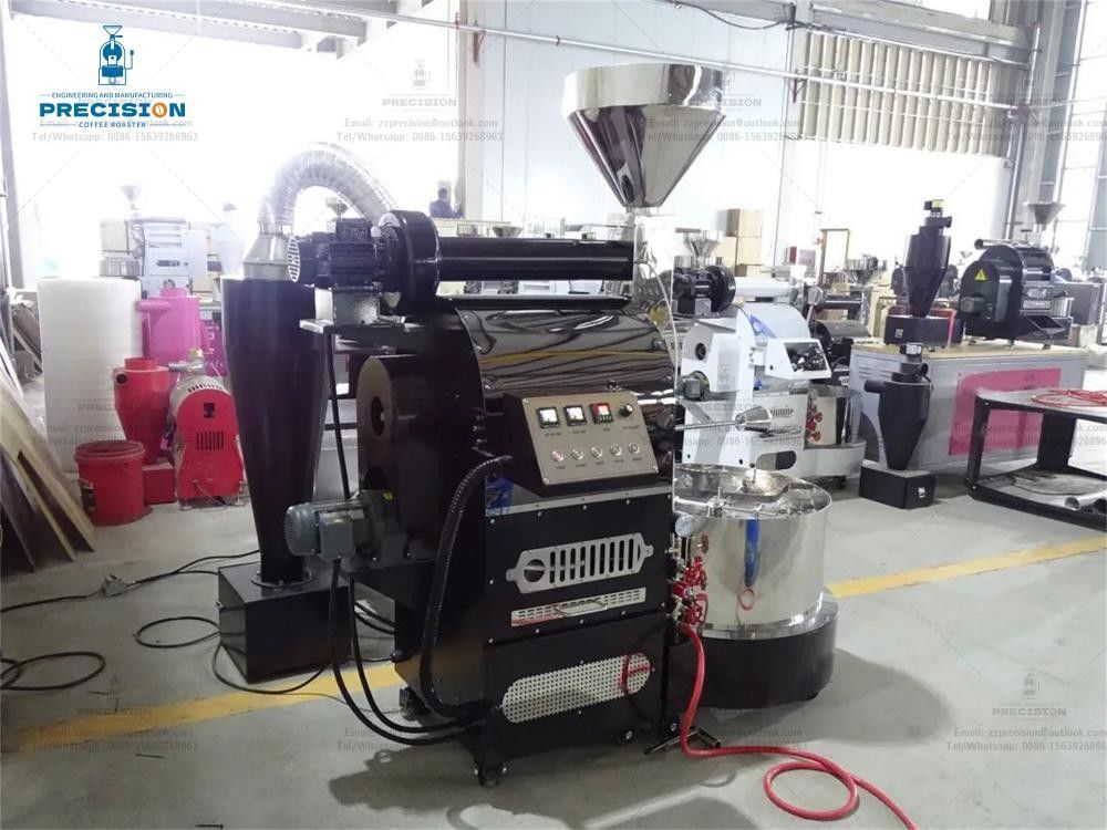 Máquina de torrefação de café de precisão comercial com caixa de tambor de aço inoxidável