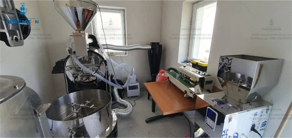 Máquina de torrefação de café de precisão comercial com caixa de tambor de aço inoxidável